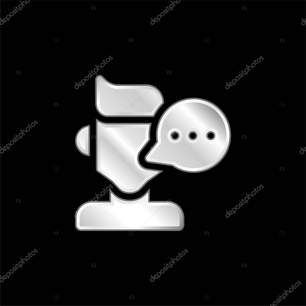 Blogger silver plated metallic icon