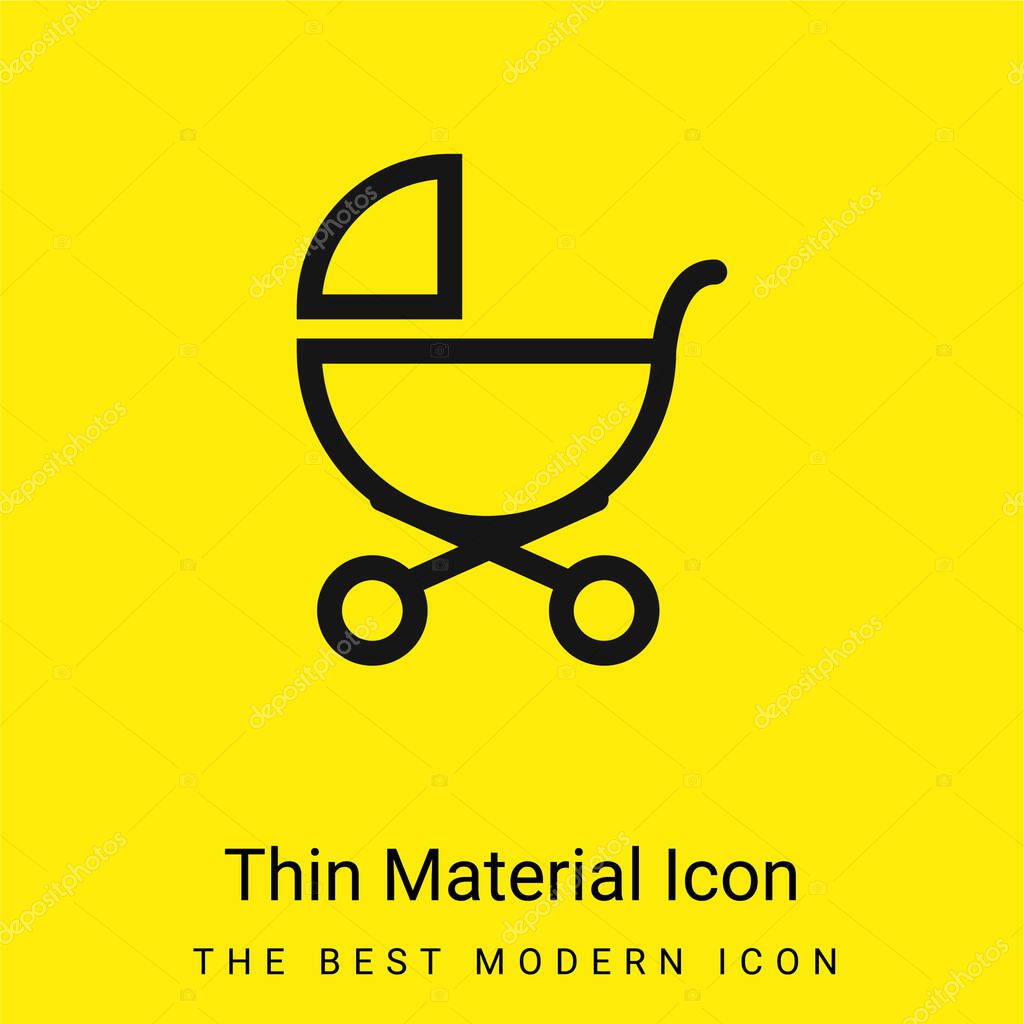 Baby Stroller Outline Of Side View minimal bright yellow material icon