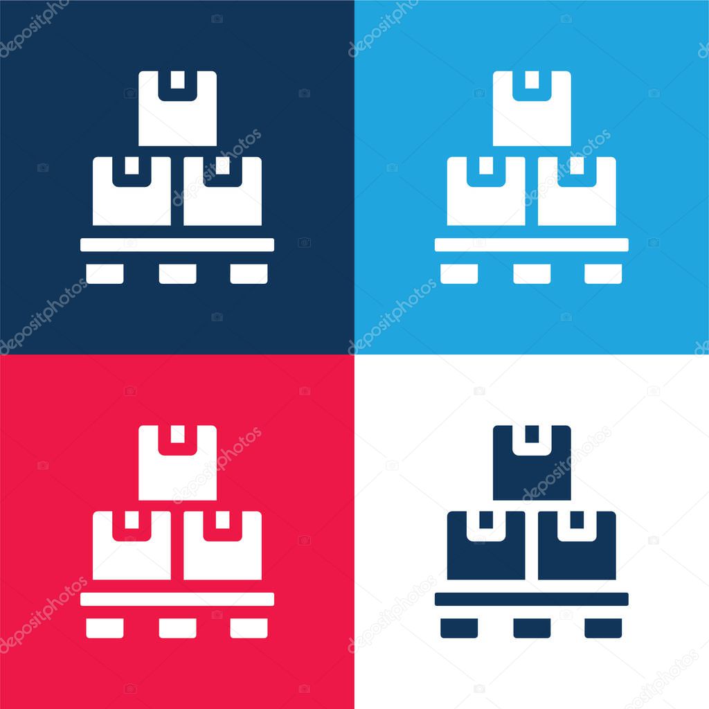 Box blue and red four color minimal icon set