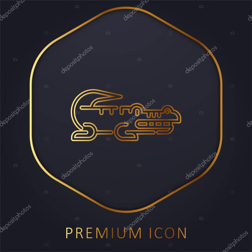 Alligator golden line premium logo or icon
