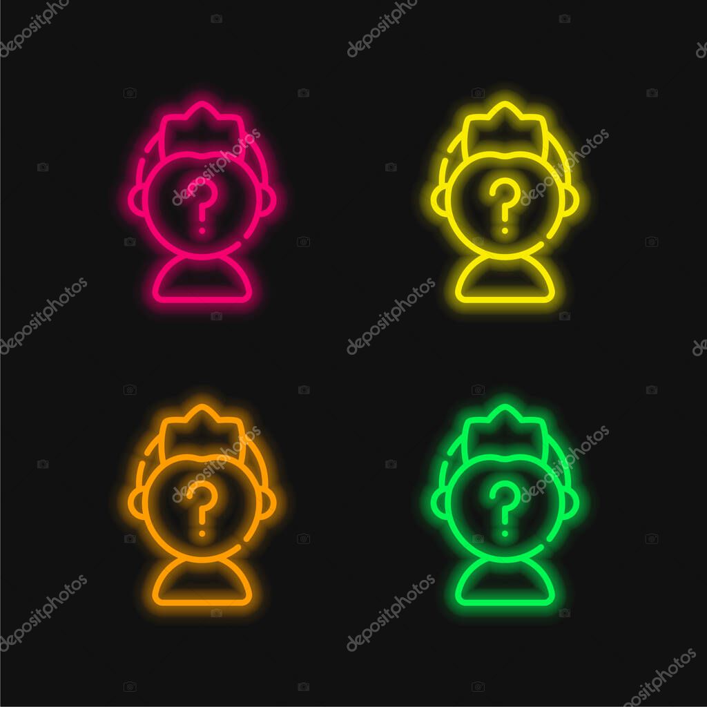 Anonymous four color glowing neon vector icon