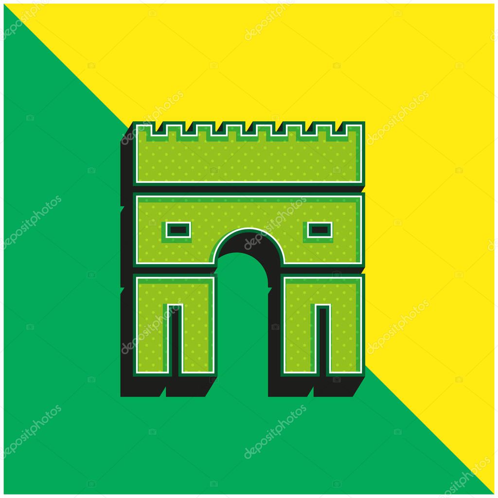 Arc De Triomphe Green and yellow modern 3d vector icon logo