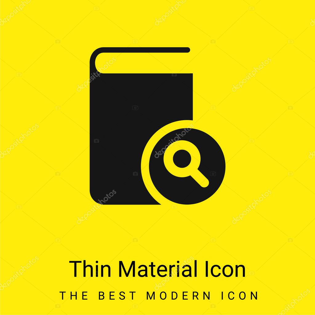 Book Of Black Cover Closed With A Magnifier Symbol On Top minimal bright yellow material icon