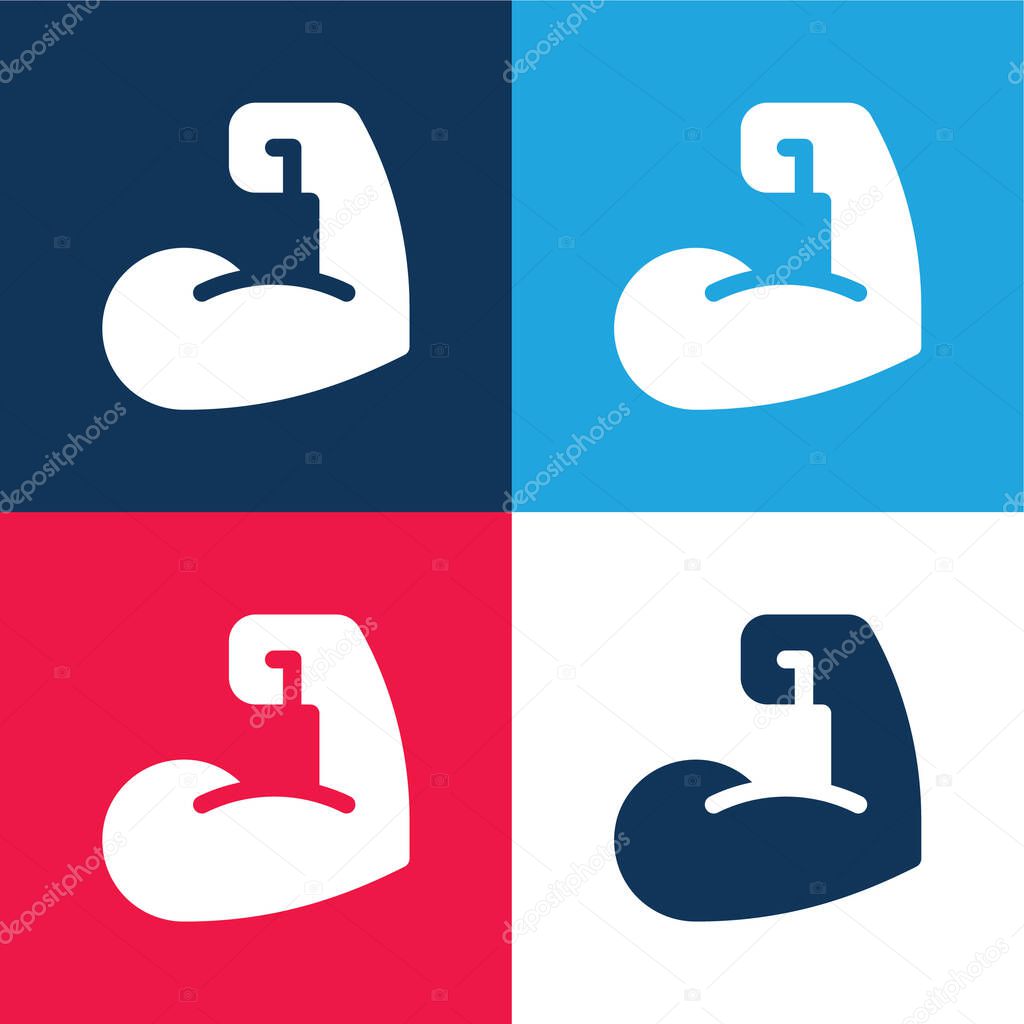 Biceps blue and red four color minimal icon set