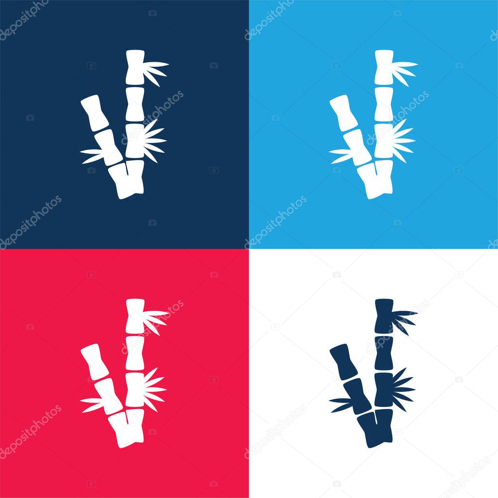 Bamboo Branches blue and red four color minimal icon set