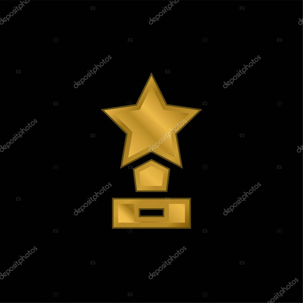 Award gold plated metalic icon or logo vector