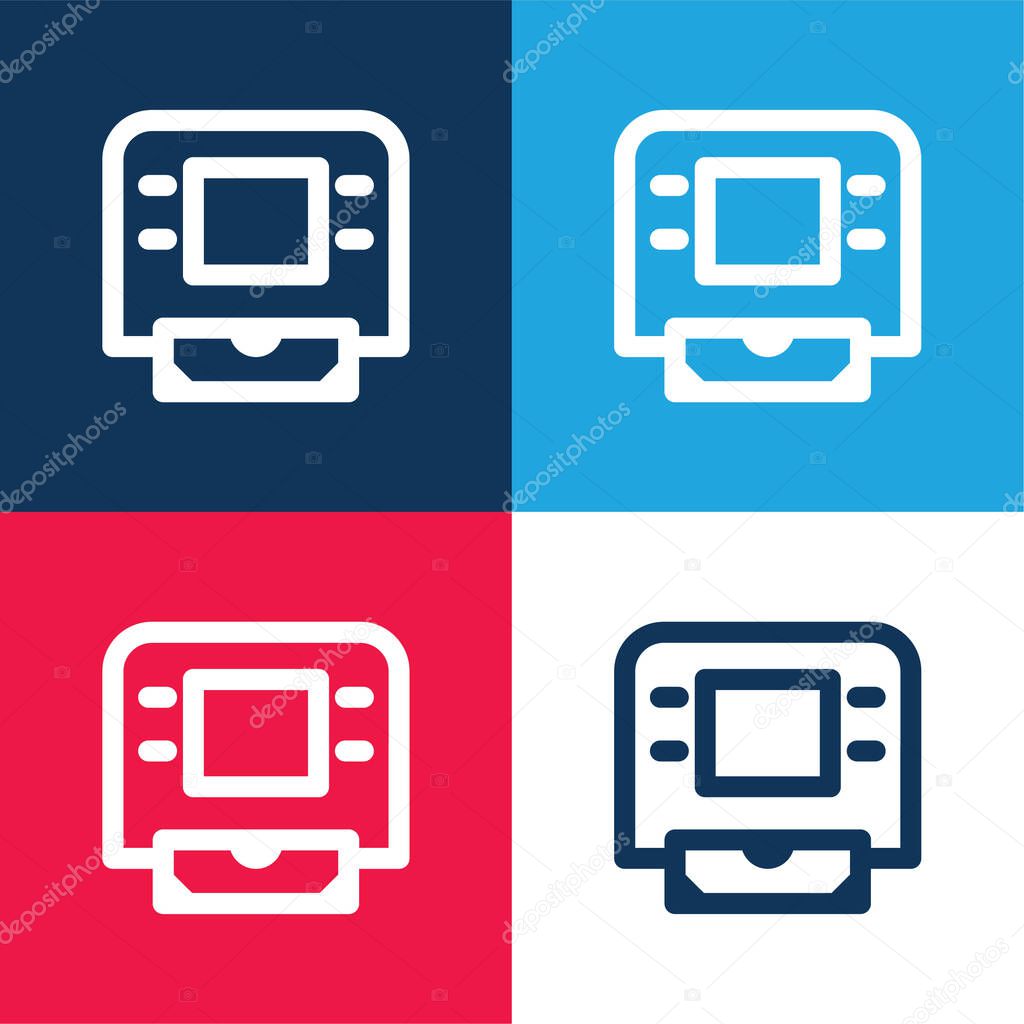 ATM Machine blue and red four color minimal icon set