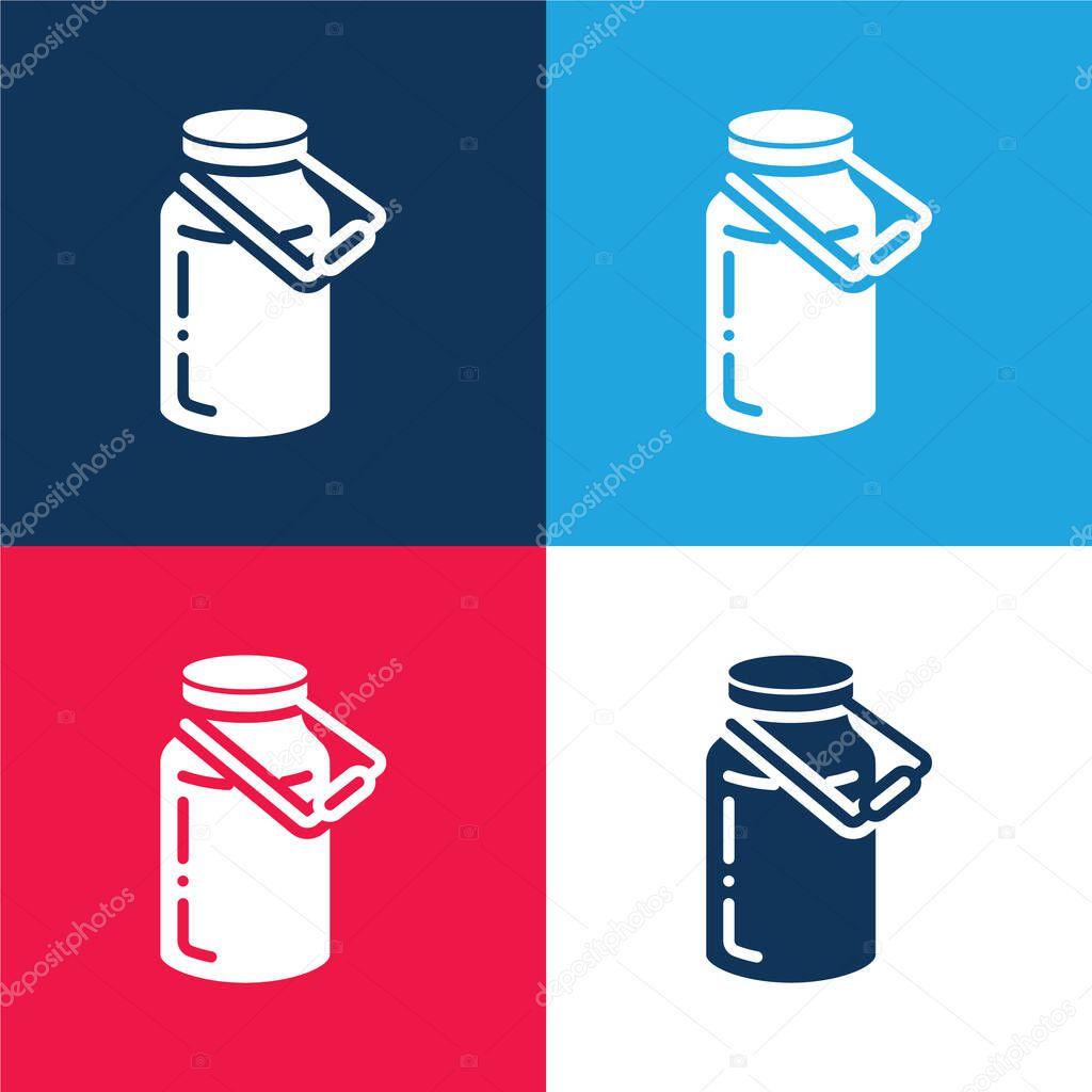 Bottle blue and red four color minimal icon set