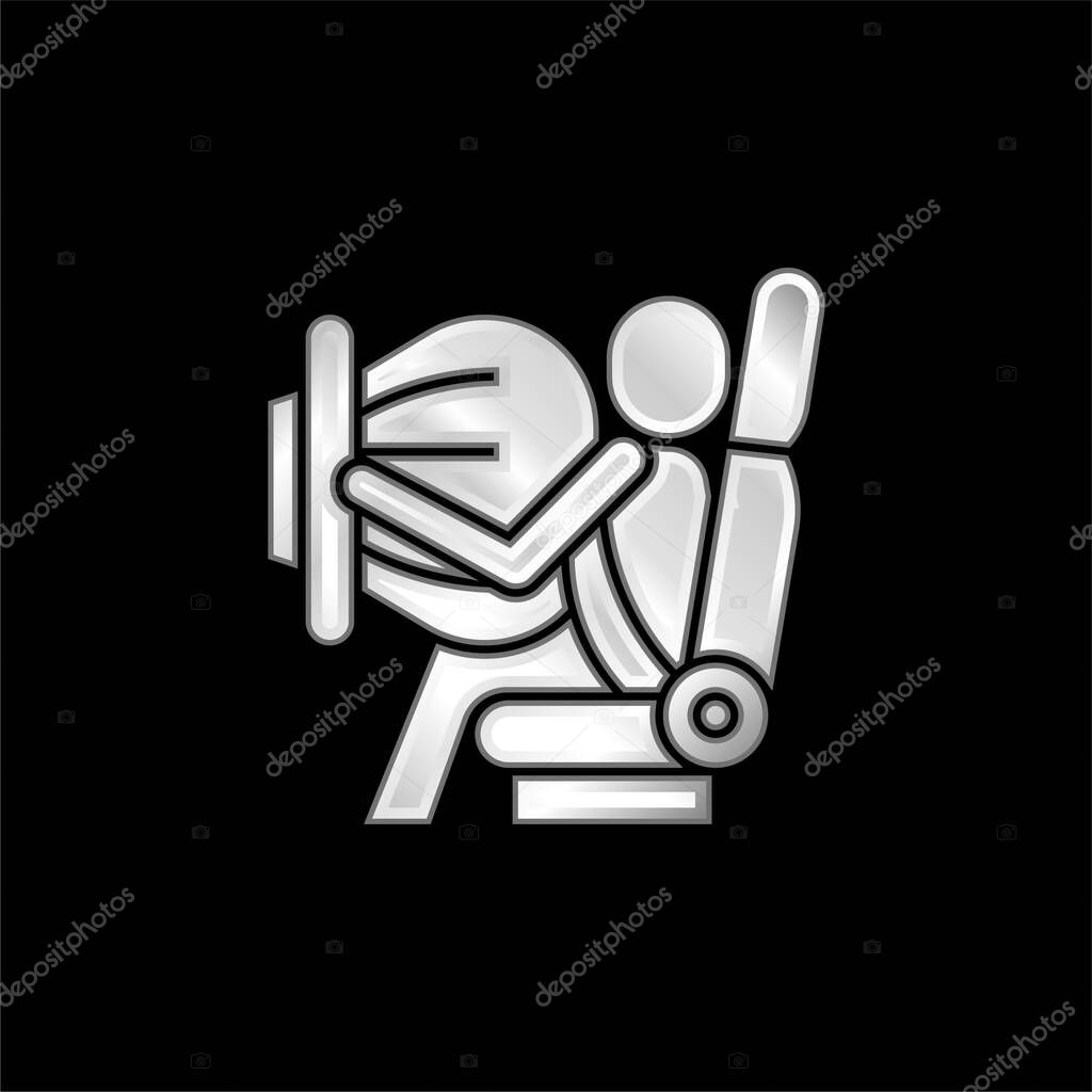 Airbag silver plated metallic icon
