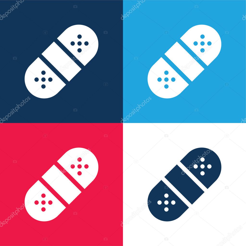 Band Aid blue and red four color minimal icon set