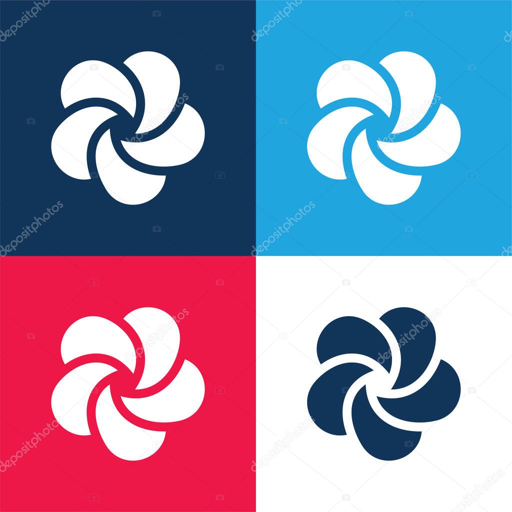 Ayurveda blue and red four color minimal icon set