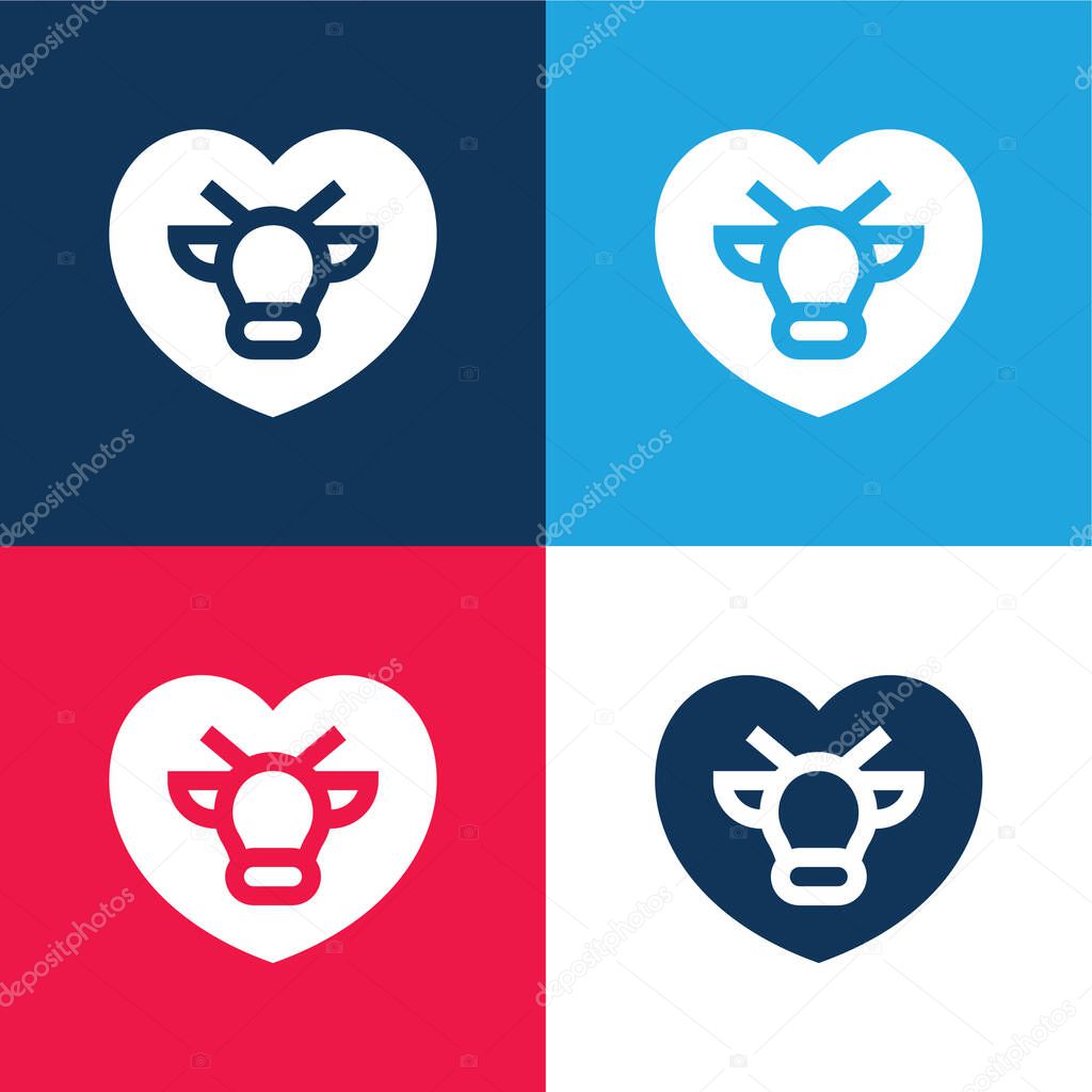 Animal Rights blue and red four color minimal icon set