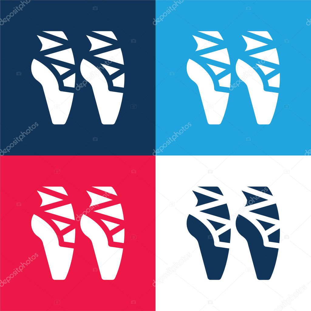Ballet blue and red four color minimal icon set