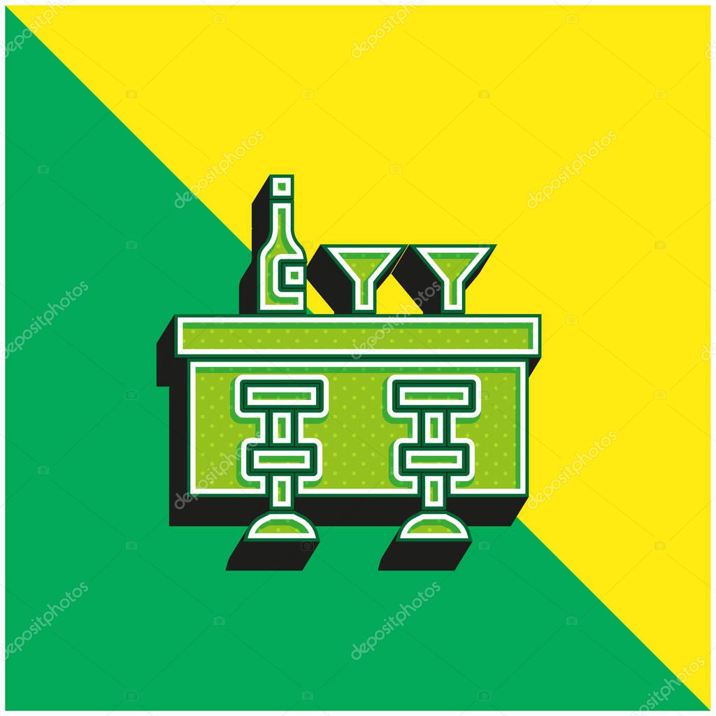 Bar Counter Green and yellow modern 3d vector icon logo