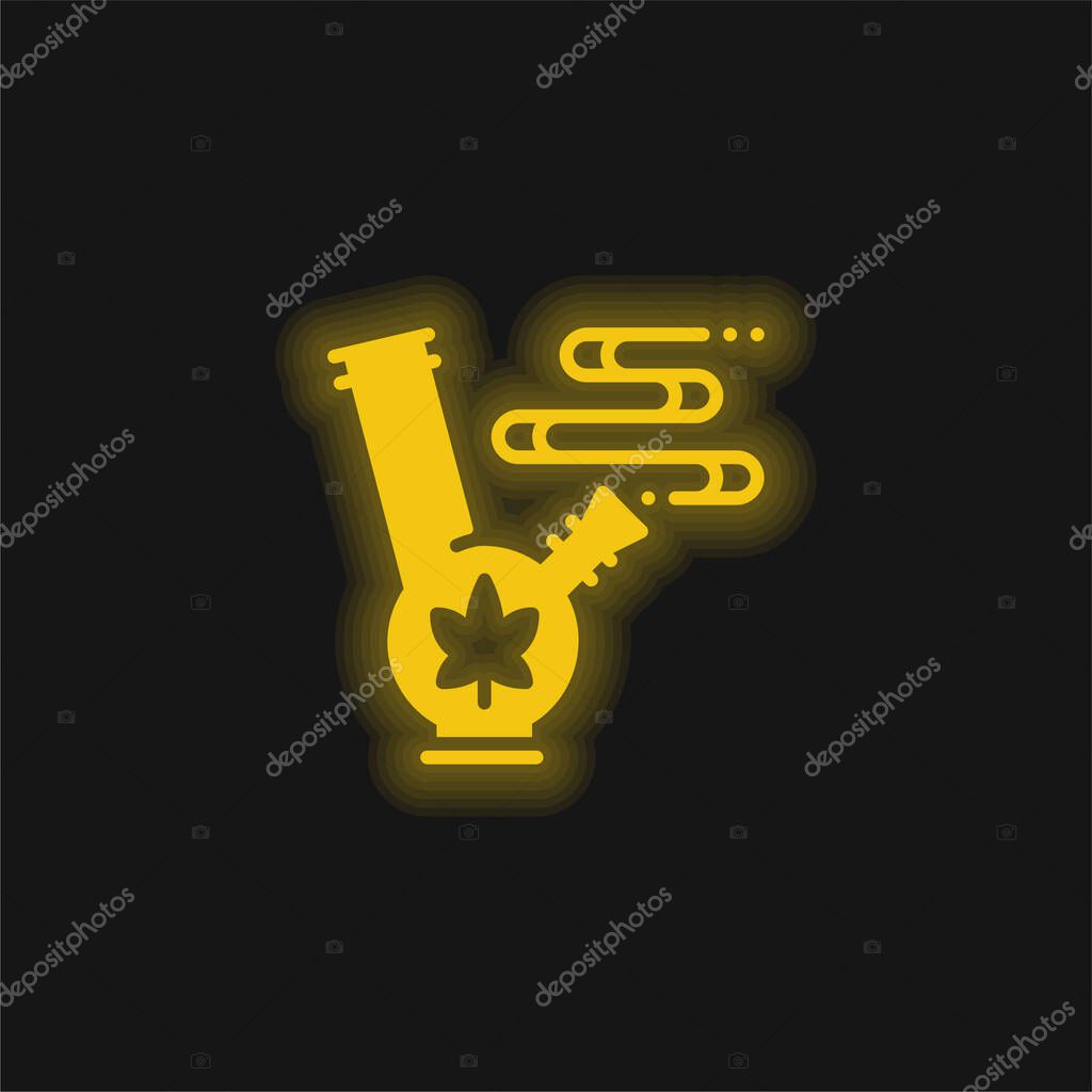 Bong yellow glowing neon icon
