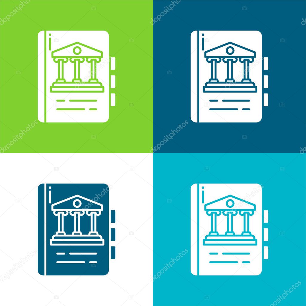 Book Flat four color minimal icon set