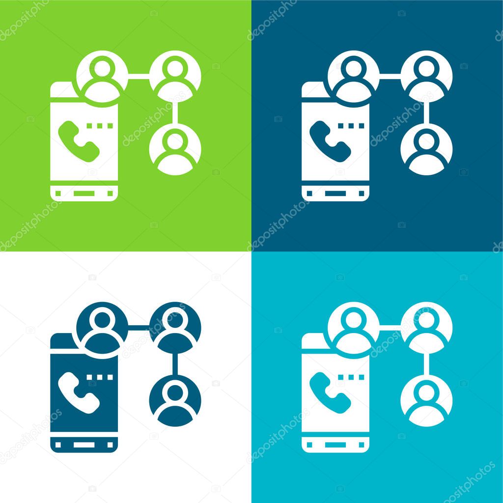 Audio Flat four color minimal icon set