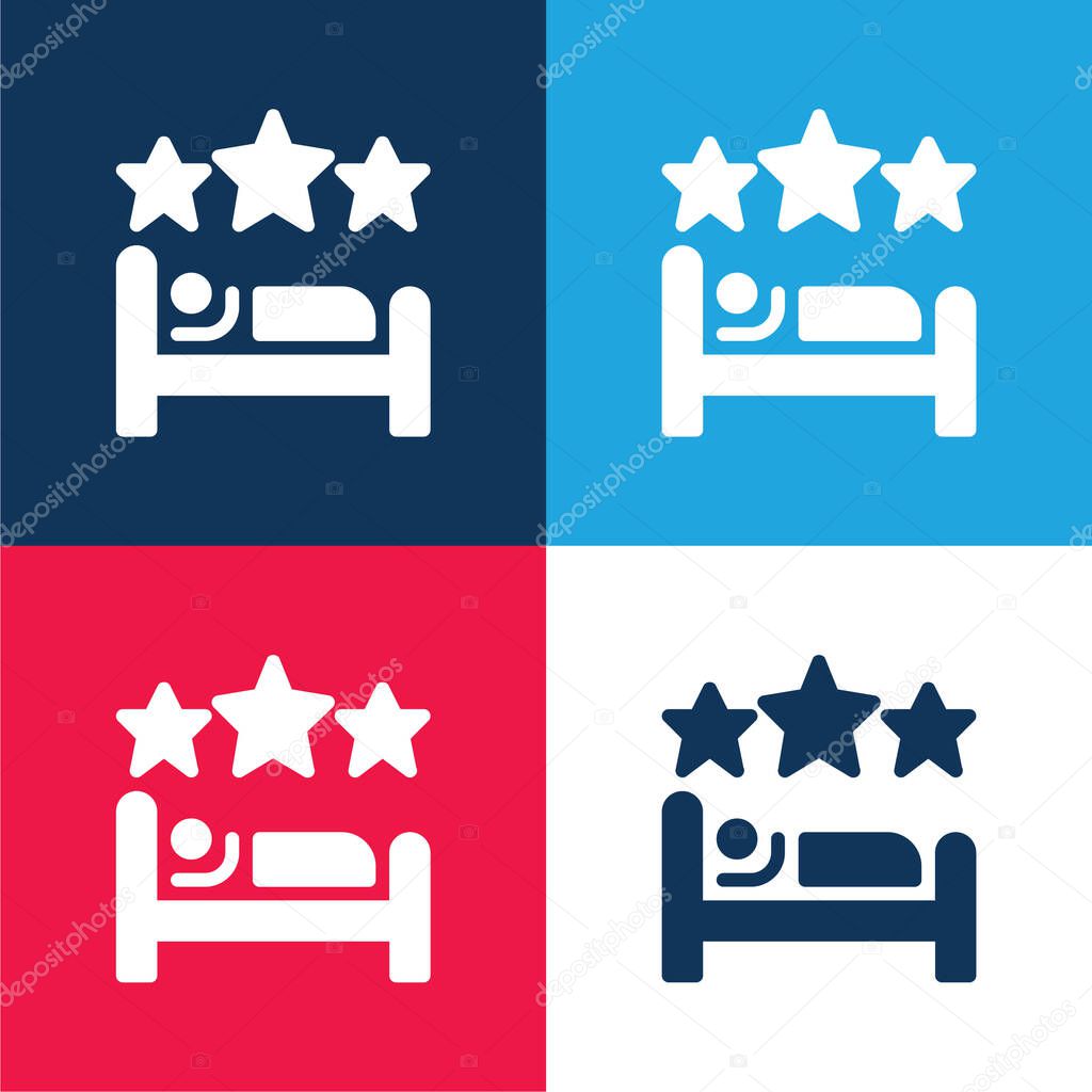 Bed blue and red four color minimal icon set