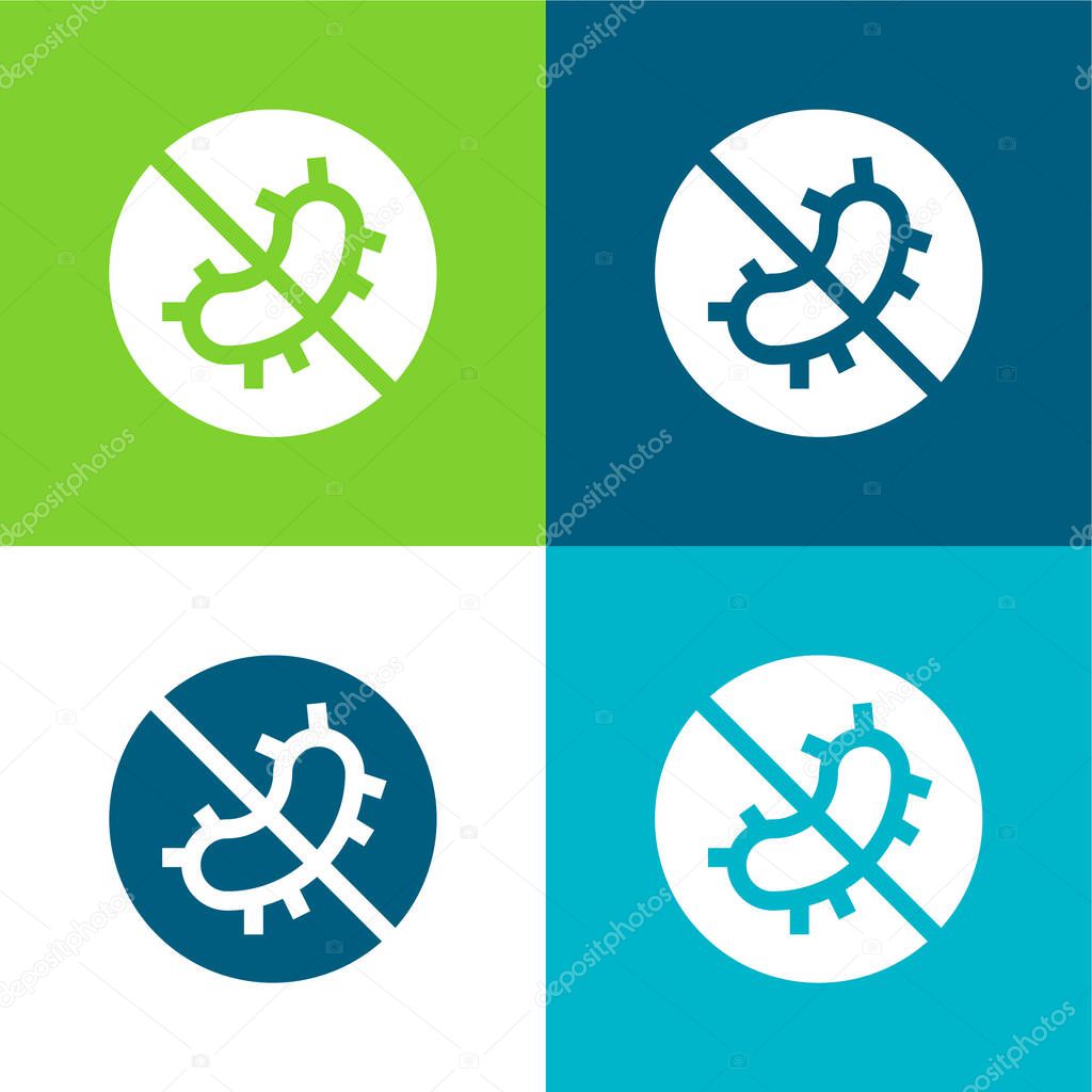 Antibacterial Fabric Flat four color minimal icon set