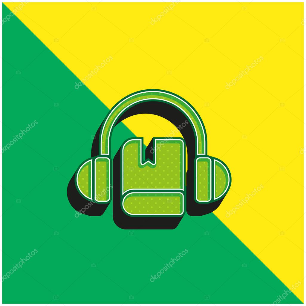 Audio Book Green and yellow modern 3d vector icon logo
