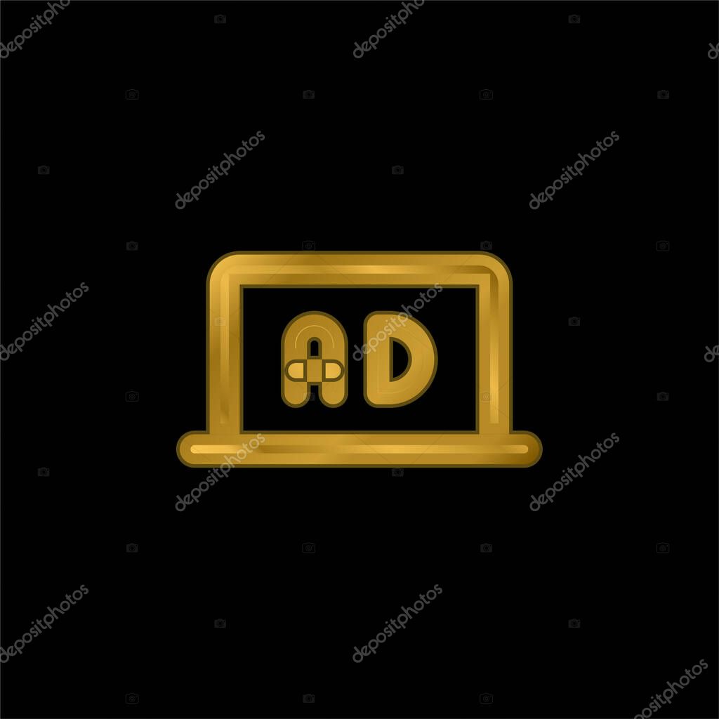 Ads gold plated metalic icon or logo vector