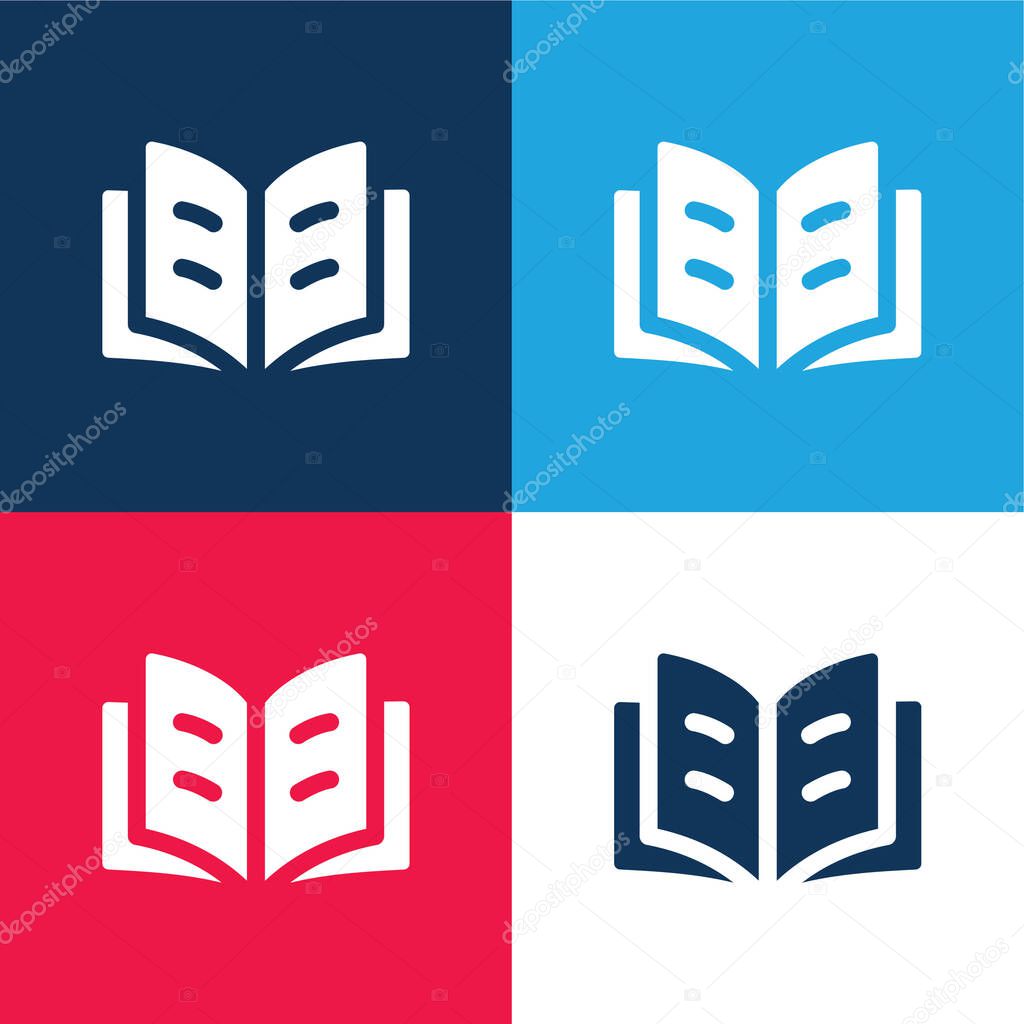 Book blue and red four color minimal icon set