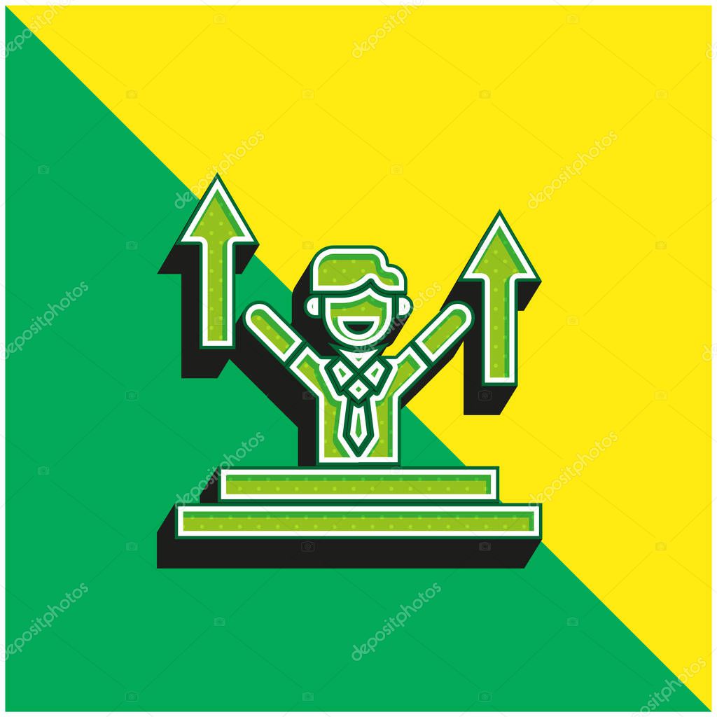 Advance Green and yellow modern 3d vector icon logo
