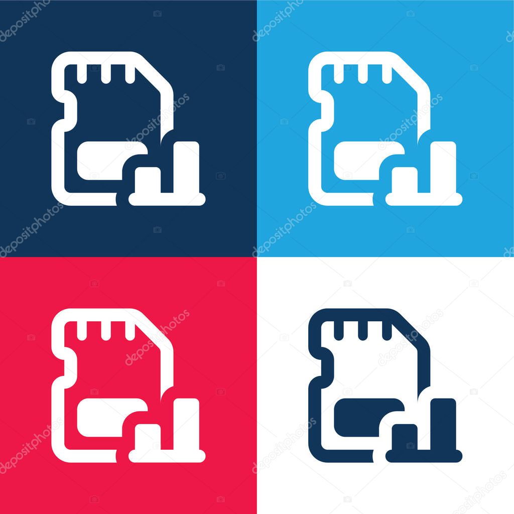 Bar Graph blue and red four color minimal icon set