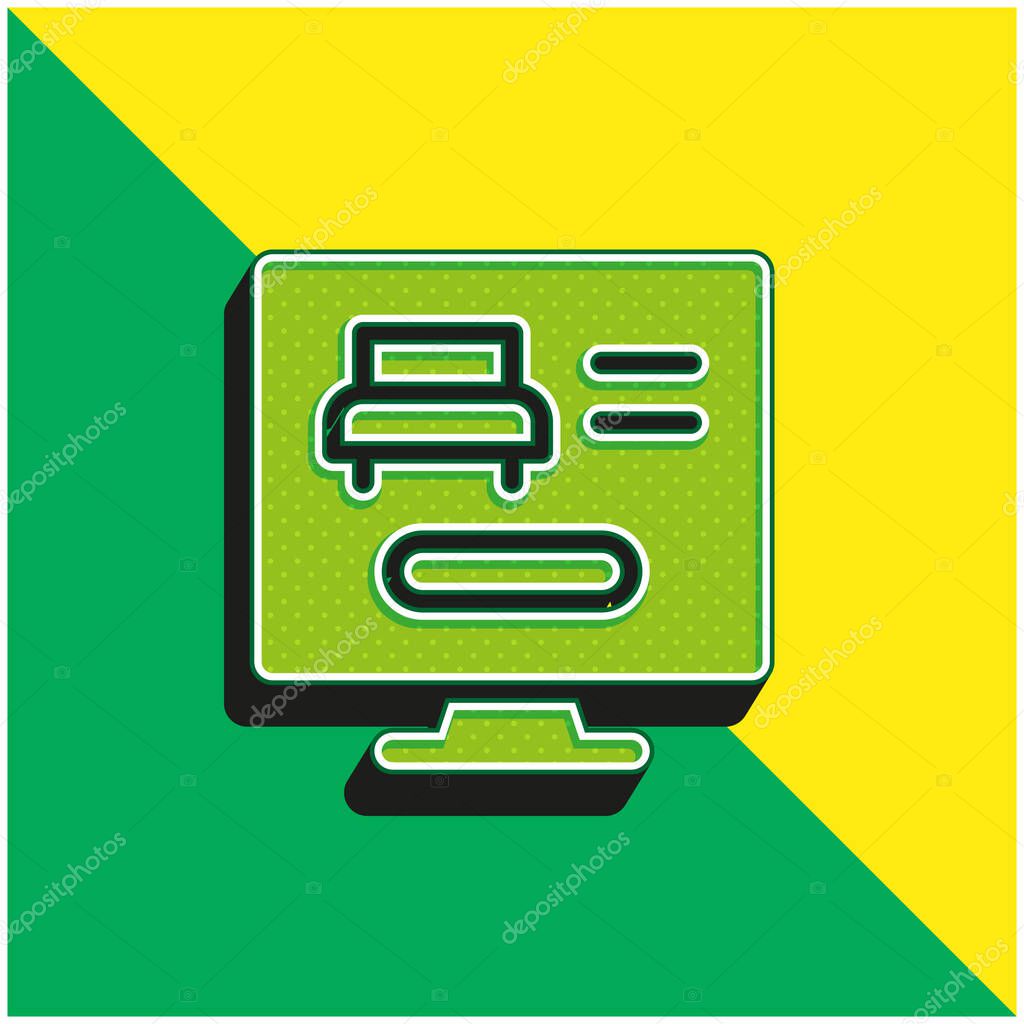 Booking Online Green and yellow modern 3d vector icon logo