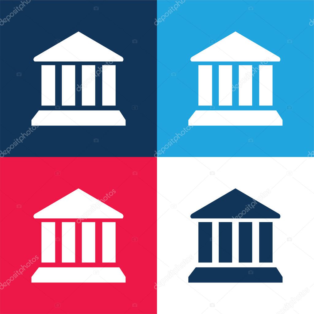 Bank blue and red four color minimal icon set