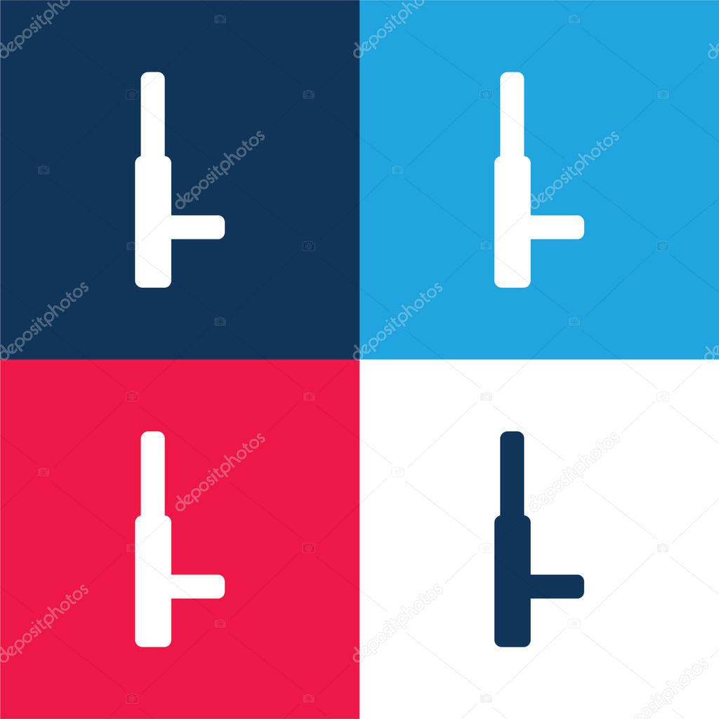 Baton blue and red four color minimal icon set