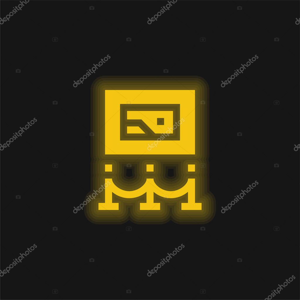 Art Museum yellow glowing neon icon