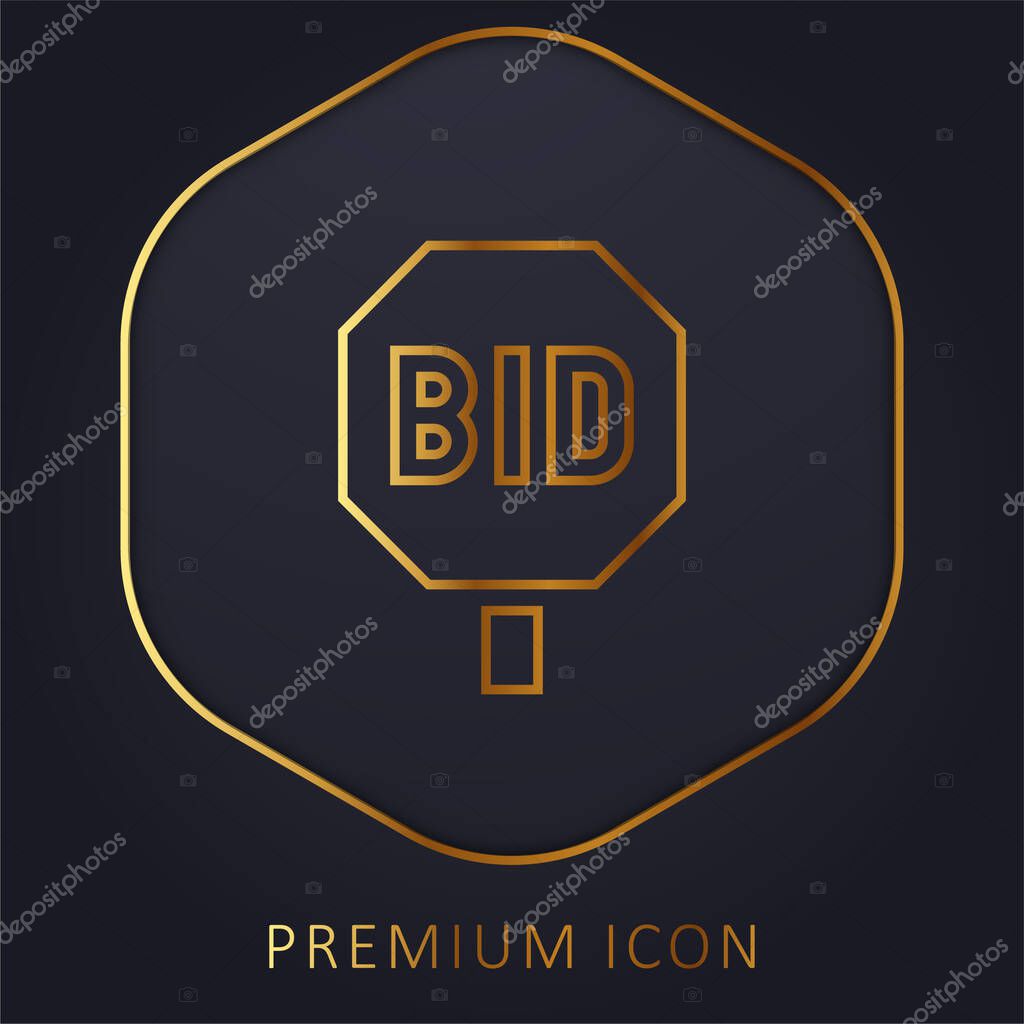 Bidding golden line premium logo or icon