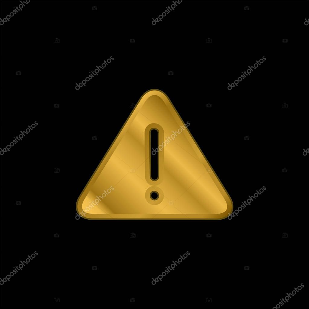 Alert gold plated metalic icon or logo vector