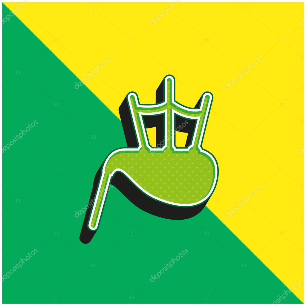 Bag Pipe Green and yellow modern 3d vector icon logo