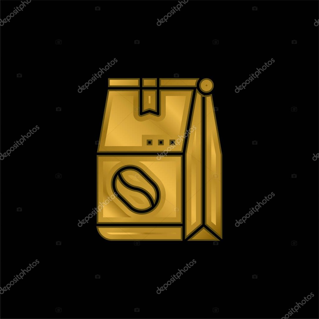 Bean gold plated metalic icon or logo vector