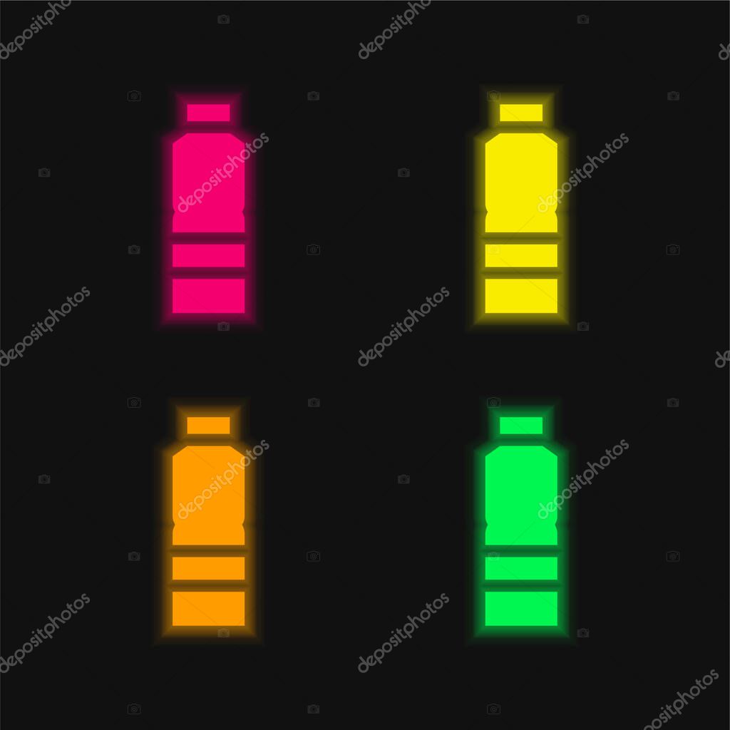 Bottle four color glowing neon vector icon