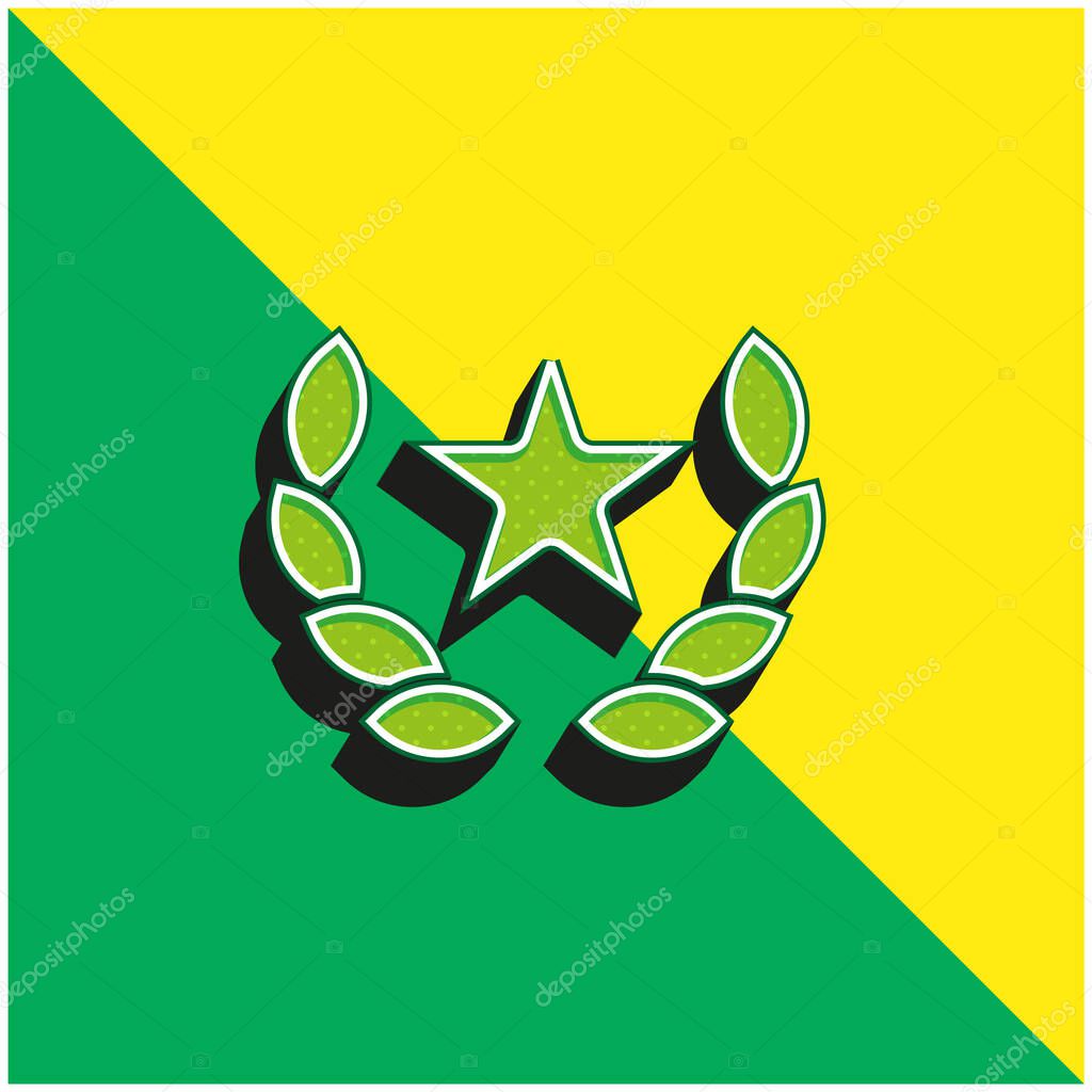 Award Green and yellow modern 3d vector icon logo