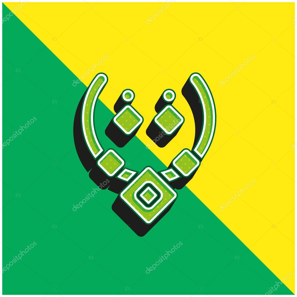 Aztec Necklace Green and yellow modern 3d vector icon logo