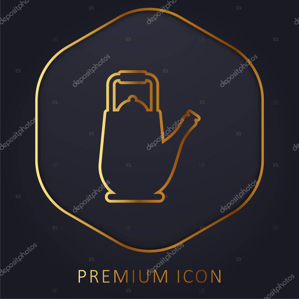 Big Teapot golden line premium logo or icon