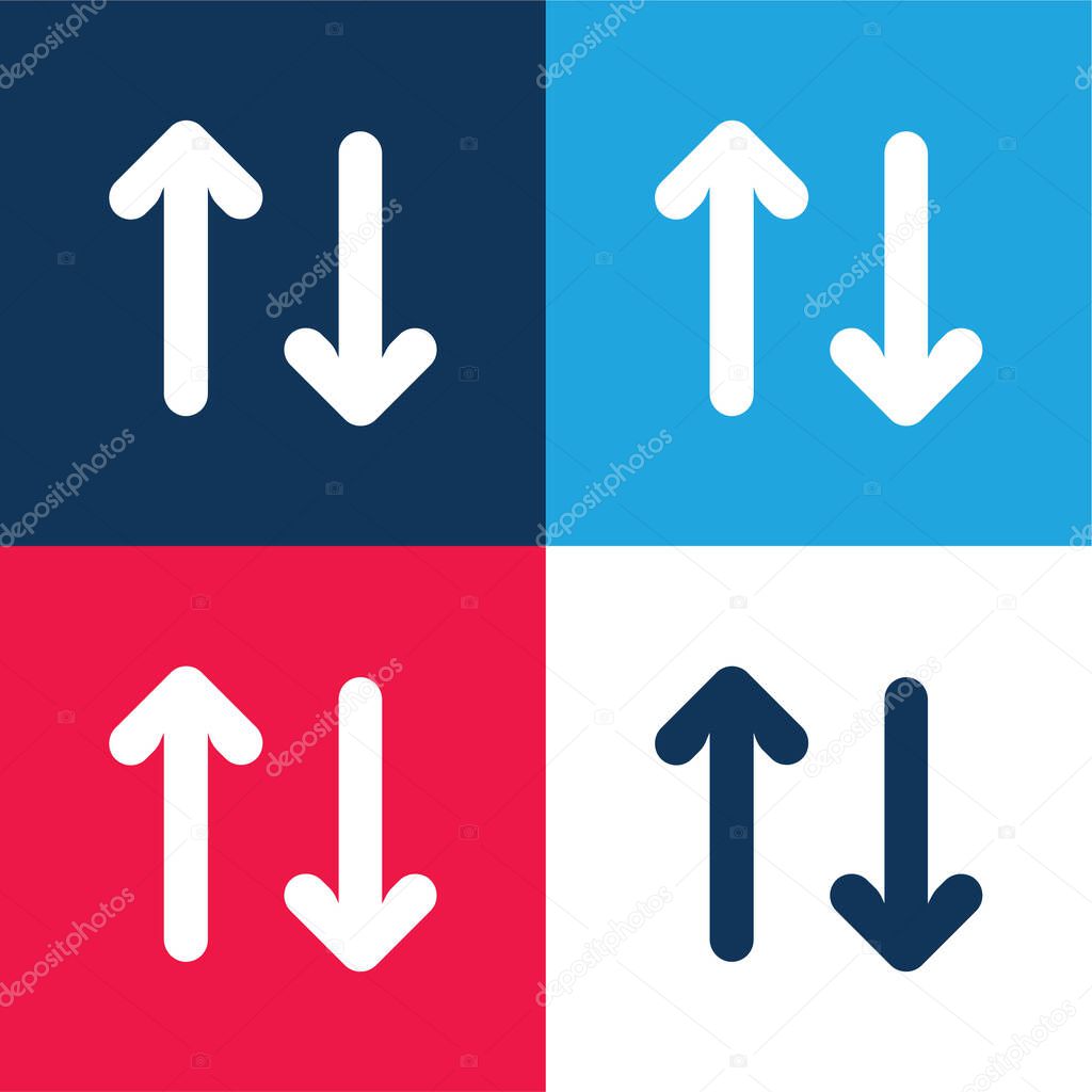 Arrows blue and red four color minimal icon set