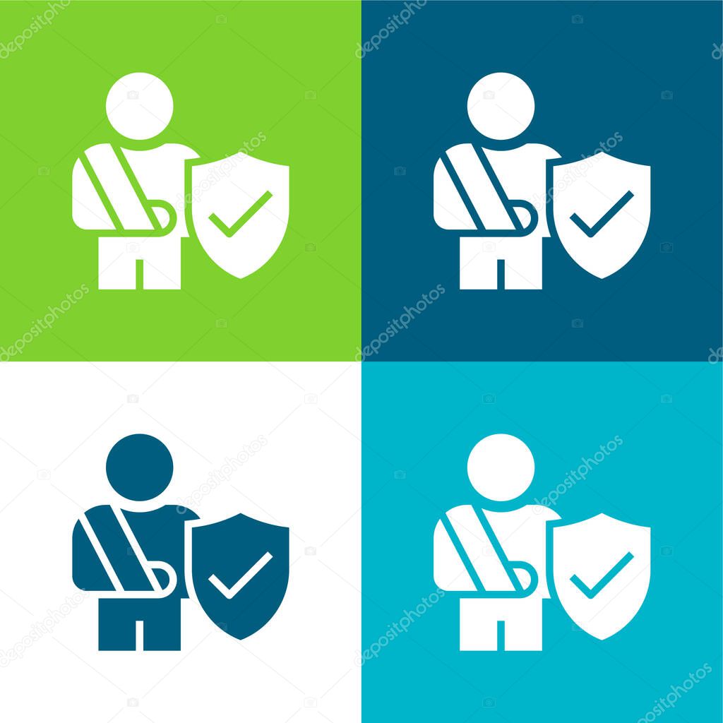 Accident Flat four color minimal icon set