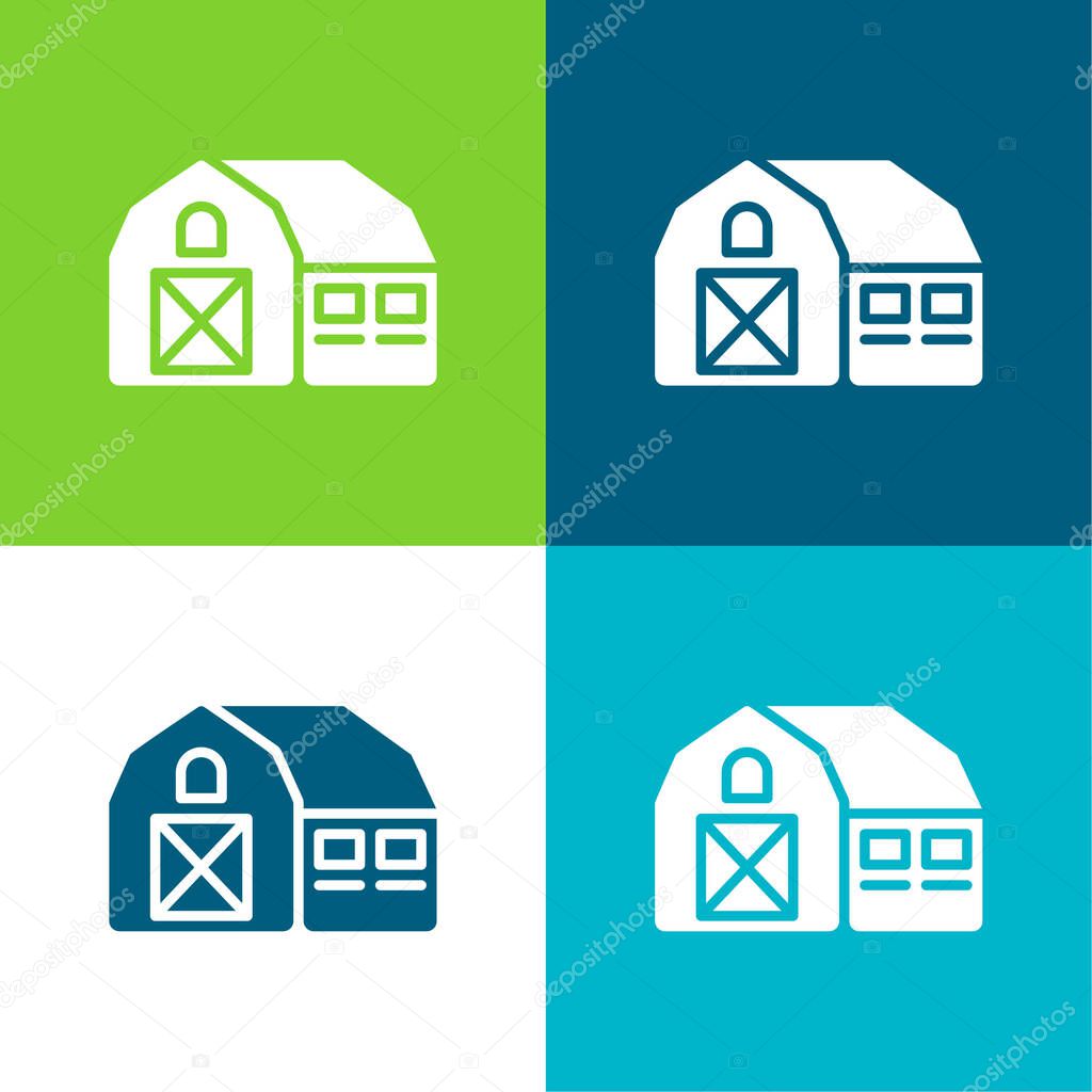 Barn Flat four color minimal icon set