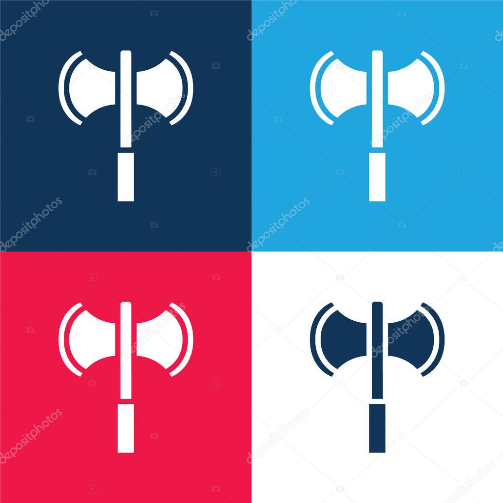 Axe blue and red four color minimal icon set