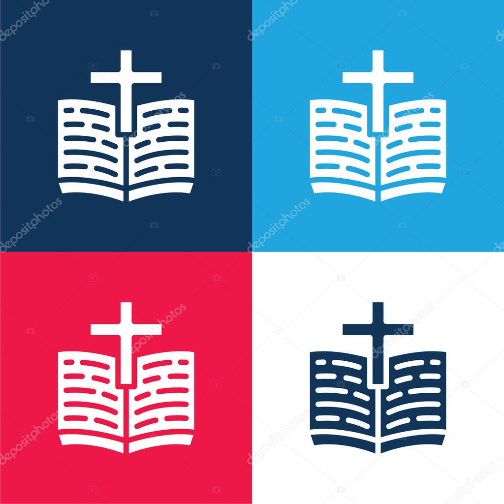 Bible blue and red four color minimal icon set