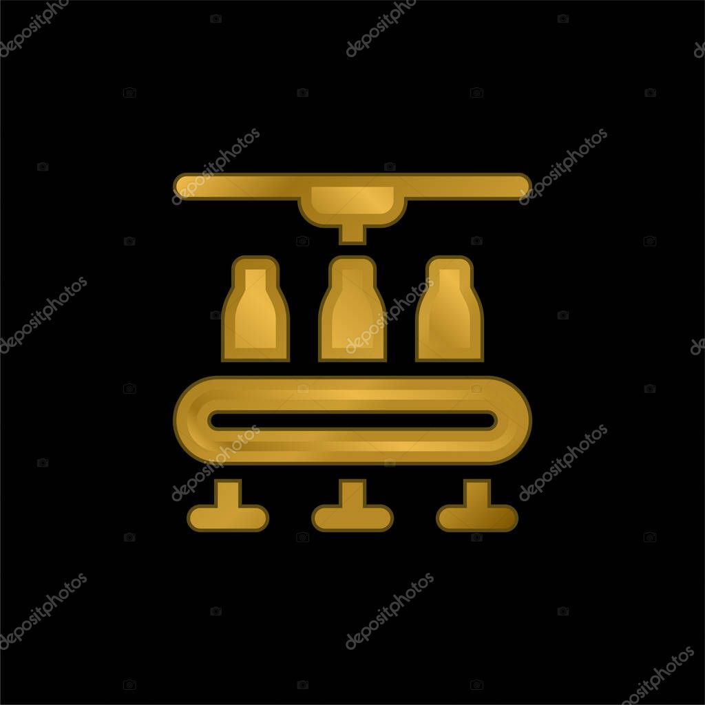 Bottles gold plated metalic icon or logo vector