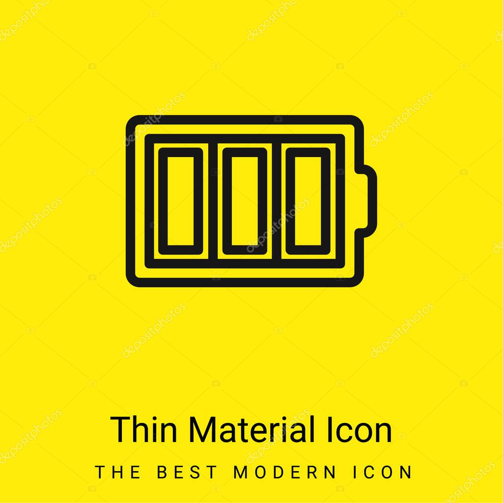 Battery Thin Outline Symbol In A Circle minimal bright yellow material icon
