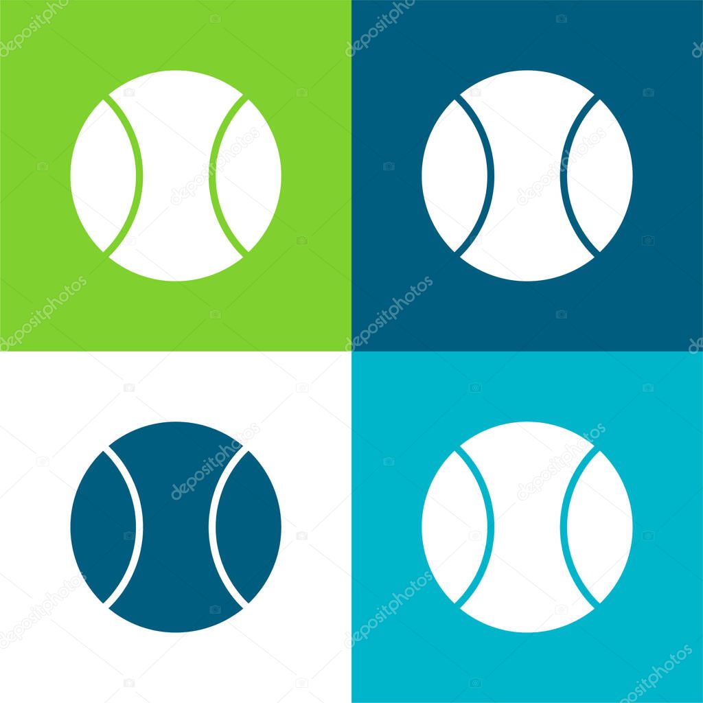 Big Tennis Ball Flat four color minimal icon set