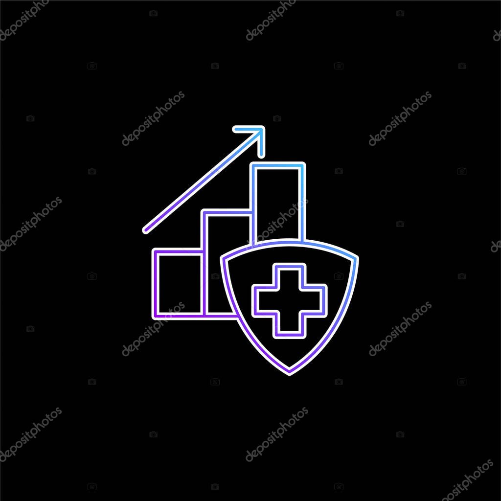 Bar Graph With A Cross blue gradient vector icon