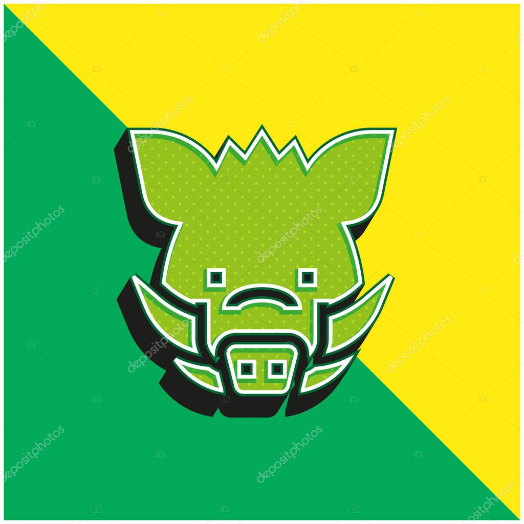 Boar Green and yellow modern 3d vector icon logo